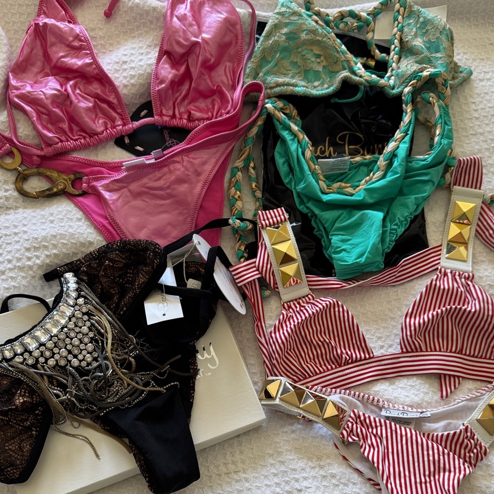 Fabric lot of beach, bunny, bikinis, tops, bottoms, older vintage